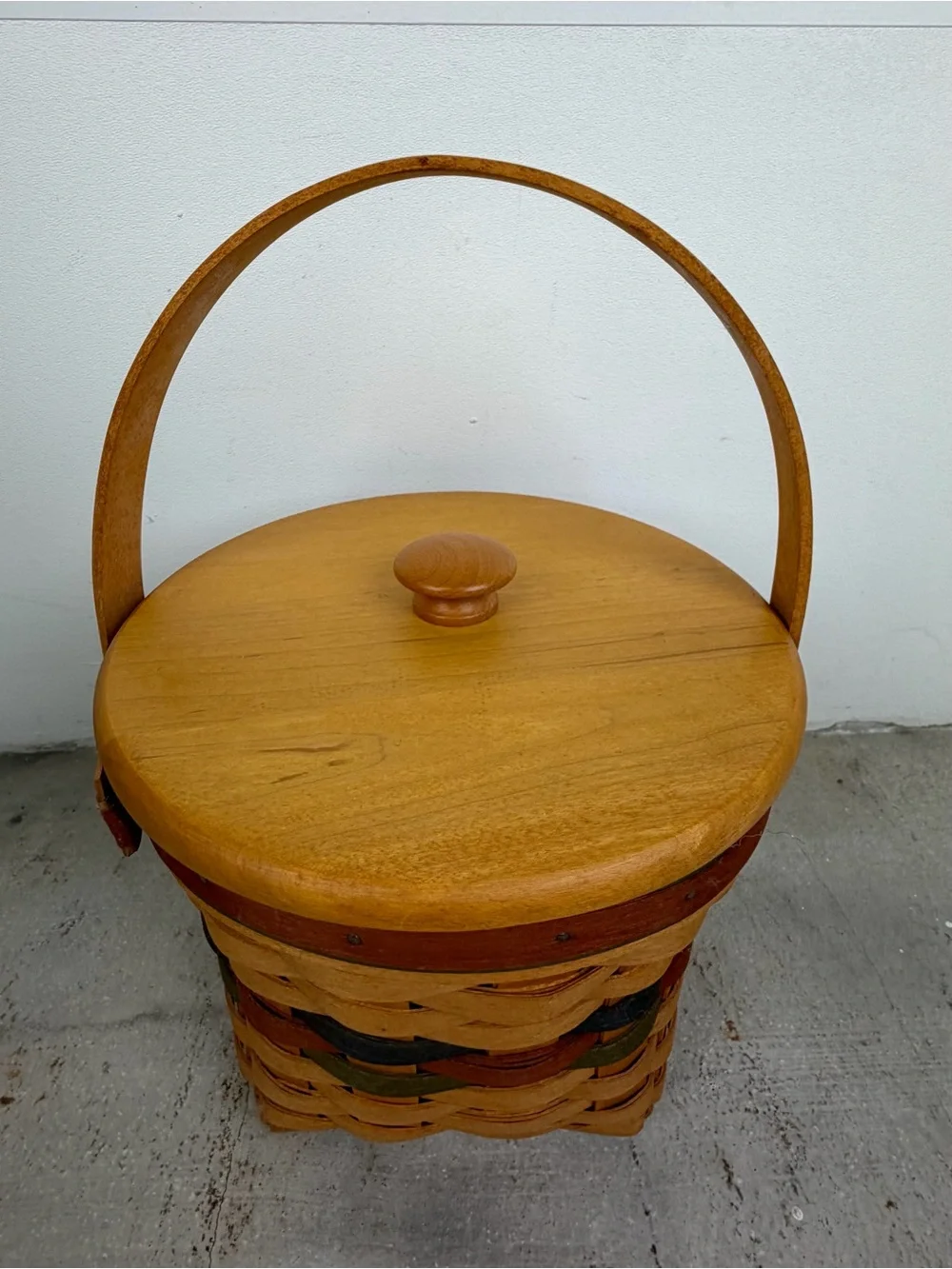Vintage 1994 Longaberger Basket Wood Lid Divided Insert Handwoven Ohio USA